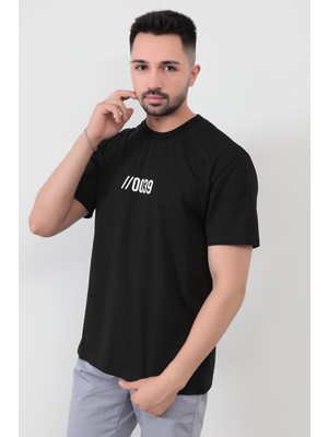 Siyah Erkek 0039 Baskılı Regular Kesim T-Shirt