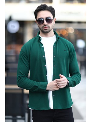 Erkek Çıtçıt Kapamalı Dokulu Örme Gömlek Nefti - 16788