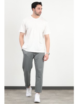 Erkek Beli Lastikli Bağcıklı Cepli Pantolon Açık Haki - 8057
