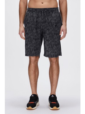 Merle Siyah Baskılı Erkek Şort