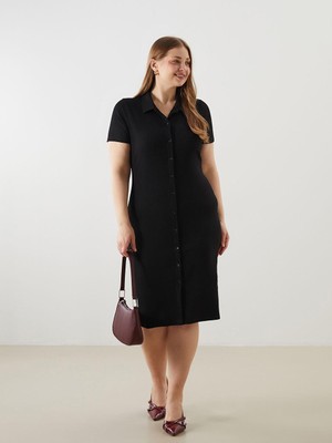 Kısa Kollu Kadın Gömlek Elbise  (S5)