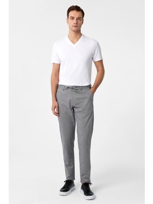 Süvari Dar Kalıp Keten Görünümlü Bağcıklı Jogger Pantolon