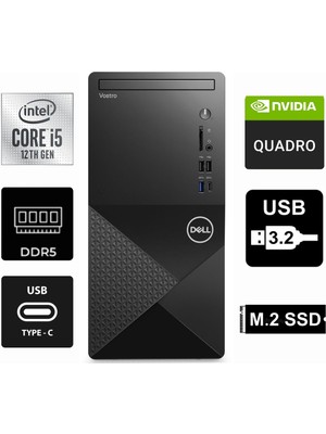 Dell Vostro 3030MT I5-12400 N6001VDT3030MT-0520 32GB 2tb Quadro T400 4gb Windows 11 Pro Masaüstü Bilgisayar
