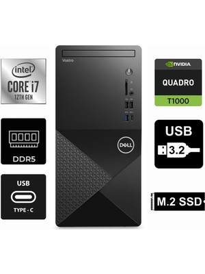 Dell Vostro 3030MT I7-12700KF N6001VDT3030MT-0729 24GB 512GB Quadro T1000 4gb Windows 11 Pro Masaüstü Bilgisayar