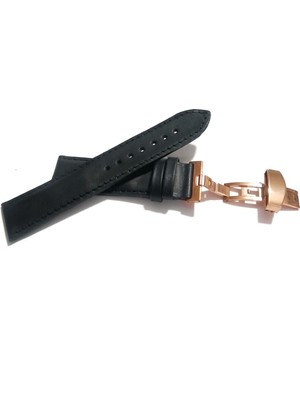 Fado Her Saate Uygun  Kelebek  Toka  22  mm   Hakiki Deri (235) Rose  Toka  Siyah