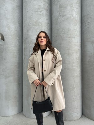 Indiana Bej Içi Desenli Kadın Trençkot