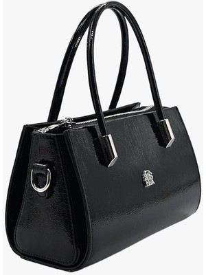 Sosela 67-8113 Kadın Kırışık Rugan Siyah Omuz ve Kol Çanta