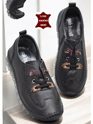 Ispartalılar 212 Tam Ortopedik Hafif Dolgu Taban Günlük Hakiki Deri Kadın Ayakkabı Anne Ayakkabısı