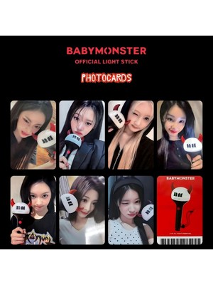 Kpop Dünyası Babymonster Çok Renkli Lightstick Photocards Set 7 Adet 5.5 x 8.6 cm Ölçülerle Fanmade Kartlar