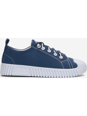 Liger Unisex Kolay Giyilebilir Lastik Bağcıklı Spor Keten Sneaker Ayakkabı LACİVERT