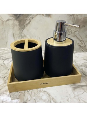 Banyo Seti 3 Parça Modern Tasarım Akrilik Siyah