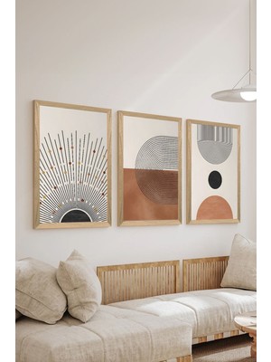 3 Parça Ahşap Çerçeve Görünümlü Mdf Poster Tablo Seti - Set 3