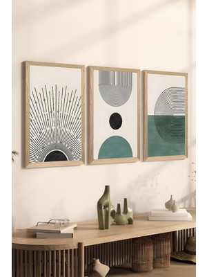 3 Parça Ahşap Çerçeve Görünümlü Mdf Poster Tablo Seti - Set 1