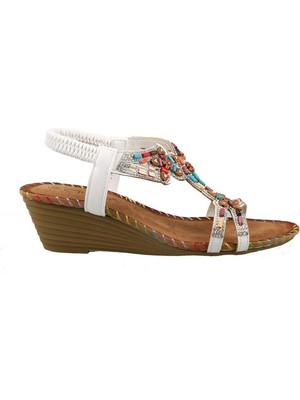 Guja 25Y151-6 Kadın Taşlı Dolgu Topuklu Lastikli Comfort Sandalet Siyah