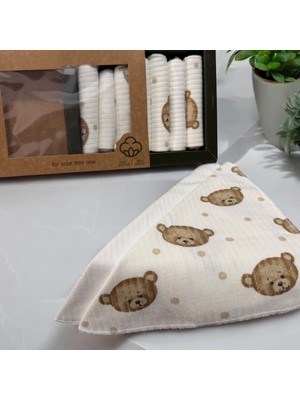 %100 Pamuklu Organik Kız - Erkek Bebek Ağız Mendili 7'li Set Kutulu