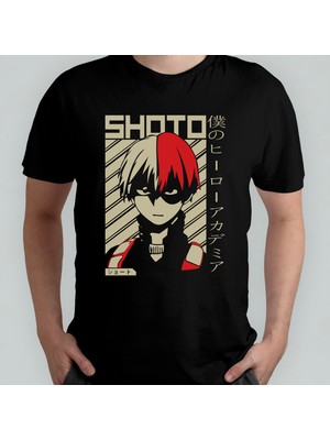 Pixxa My Hero  Shoto Todoroki Unisex %100 Pamuklu Bisiklet Yaka T-Shirt Model 4
