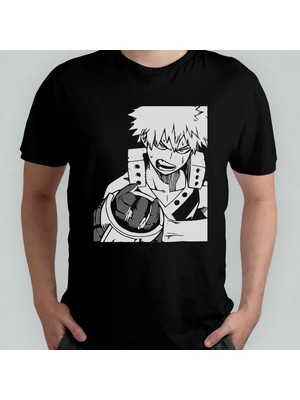 Pixxa My Hero  Katsuki Bakugo Unisex %100 Pamuklu Bisiklet Yaka T-Shirt Model 6