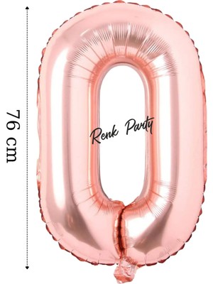 Folyo Balon 0 Rakamı Helyum Balon 76  cm  Rose Renk - 0 Yaş Balonu - 0 Rakam Balon - 34 Inch