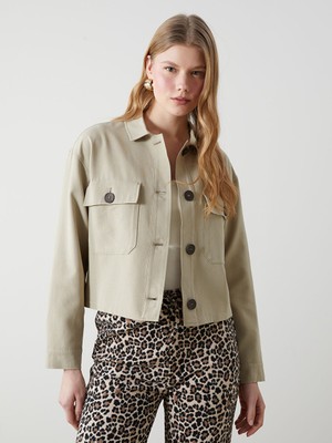 Lc Waikiki Yeni Sezon Gomlek Yaka Keten Karisimli Kadin Ceket - S5GT41Z8