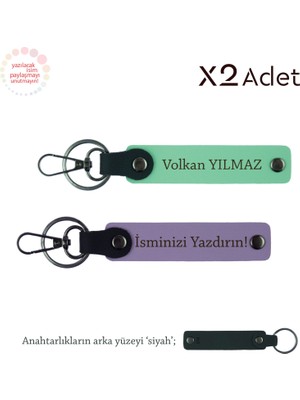 Doktora Yılbaşı Hediyesi, Isimli & Soyisimli 2’li Anahtarlık Seti, Mor Menekşe-Yeşil-Siyah