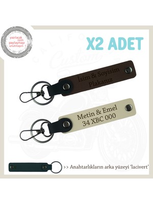 2'li Sürpriz Hediye Anahtarlık – Plaka ve Isimle Kişiye Özel Dokunuş, Koyu Kahve-S Kahve-Laci