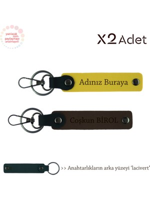 Sevgiliye 14 Şubat Sürprizi, Isimli & Soyisimli 2’li Anahtarlık Hediye Takımı, Sarı-Koyu Kahve-Laci