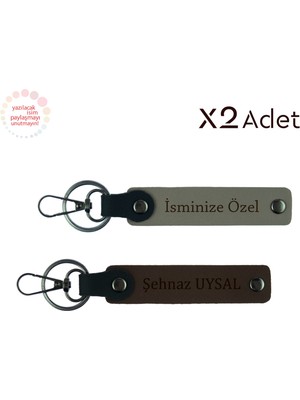 En Yakın Dostuna Şık Bir Armağan – Kişisel 2’li Anahtarlık Seti, Kül Gri-Koyu Kahve