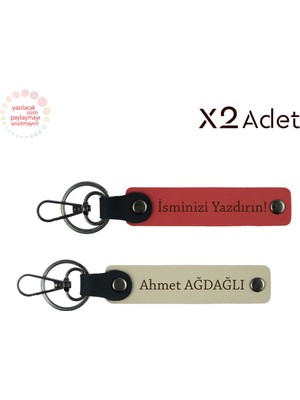 Doktora Minnet Hediyesi,kişisel Isim Yazılı 2’li Anahtarlık Takımı, Nar Çiçeği-Sütlü Kahve