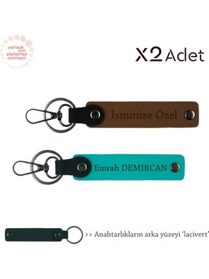 Öğretmenler Günü Için Anlamlı Hediye – Isimli Anahtarlık Seti, Açık Kahve-Koyu Turkuaz-Lacivert