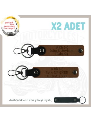 Hız Severlere Isim Plaka ve B+ Kan Grubu Yazılı Özel Üretim X2 Anahtarlık Sürpriz Hediye, Kahve-Syh