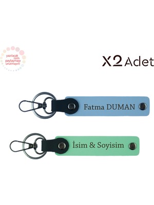 Avukata Şık Sürpriz, Isimli & Soyisimli 2’li Anahtarlık Hediye Takımı, Yeşil-Gök Mavi