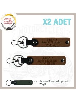 Hız Severlere Isim Plaka ve B+ Kan Grubu Yazılı Özel Üretim X2 Anahtarlık Sürpriz Hediye, Kahve-Ysl