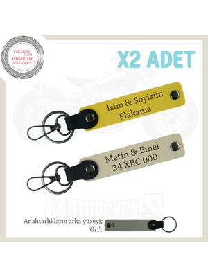2’li Isimli & Plakalı Anahtarlık Seti – Sevdiklerine Özel Armağan Seçeneği, Sarı-S Kahve-Gr