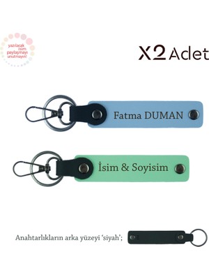 Doktora 14 Şubat Sürprizi, Isim & Soyisim Kişiselleştirilmiş 2’li Anahtarlık, Yeşil-Gök Mavi-Siyah