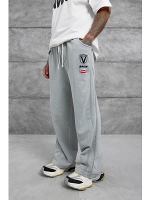 Gri Acs Street Yazılı Yıkamalı Baggy Eşofman Altı