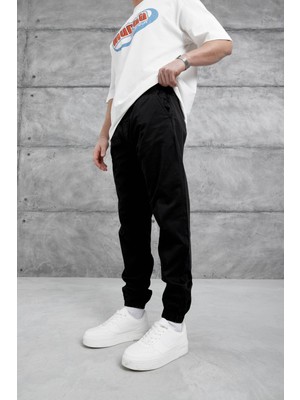 Siyah Yp Paça Lastikli Pantolon