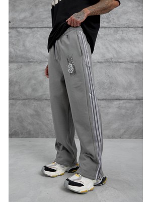 Füme Çizgili Arma Detaylı Baggy Eşofman