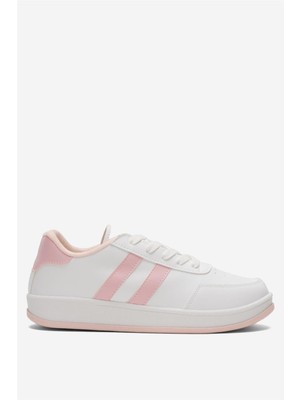 Liger  Düz Hafif Taban Günlük Sneaker Ayakkabı Beyaz - Yeşil
