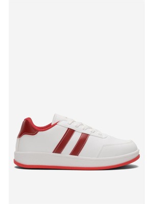 Liger  Düz Hafif Taban Günlük Sneaker Ayakkabı Beyaz - Yeşil