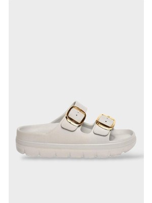 Liger Yüksek Taban Tokalı Şık Kadın Terlik GRİ