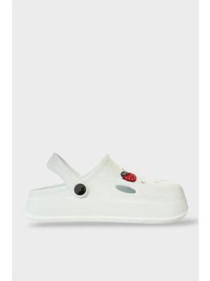 Liger Kadın Comfort Uğur Böceği Tokalı Medikal Hemşire Sabo Terlik BEYAZ