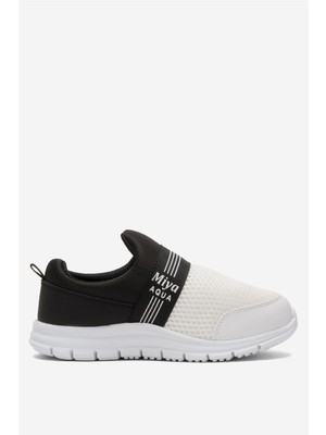 Liger Unisex Lastilkli Hafif Airfle Çocuk Spor Ayakkabı  SİYAH - BEYAZ