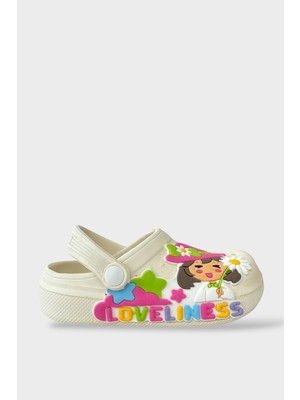 Liger Çocuk Günlük Ortopedik Kaymaz Taban Figürlü Sandalet Terlik KREM