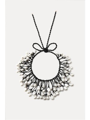 Incili Kordon Kolye - Siyah