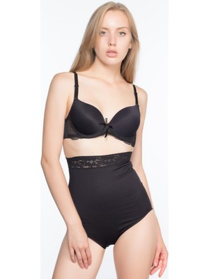 Siyah Mı Emay 2028 Dantelli Yüksek Bel Slip Korse