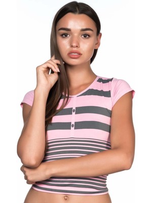 Pembe Gri Mı Emay 5026 Soft Seamless T Shirt