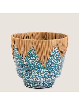 Chi Çiçeklik 23 cm Beyaz/açık Mavi