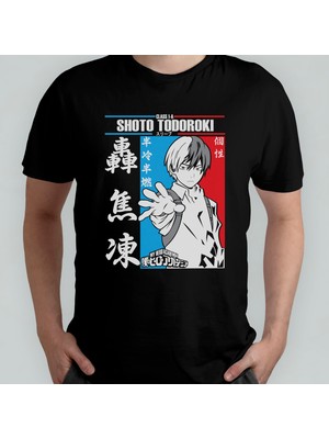 Pixxa My Hero  Shoto Todoroki Unisex %100 Pamuklu Bisiklet Yaka T-Shirt Model 2