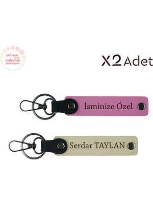 Avukata Şık Jest, Isim Yazılı 2’li Anahtarlık Hediye Seti, Pembe-Sütlü Kahve