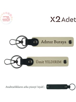 Kankaya Yılbaşı Sürprizi, Isimli 2’li Anahtarlık Takımı, Sütlü Kahve-Siyah